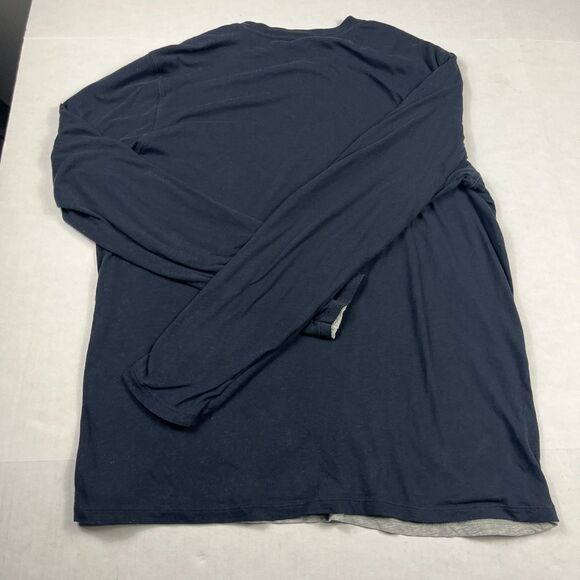 Vince Mens Double Layer Long Sleeve Crew Neck T-Shirt Black Gray Soft Tee XL - Picture 9 of 10
